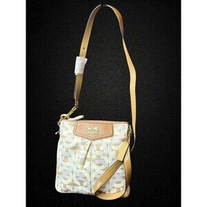 Coach Madison Signature Op Art Crossbody (Style 43316) NWOT Tan/Silver